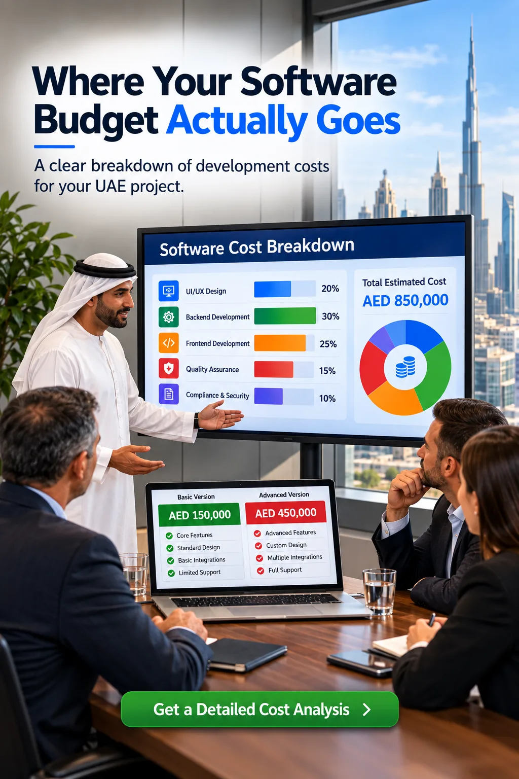 Where your custom software development budget goes across discovery, design, development, QA, deployment and maintenance